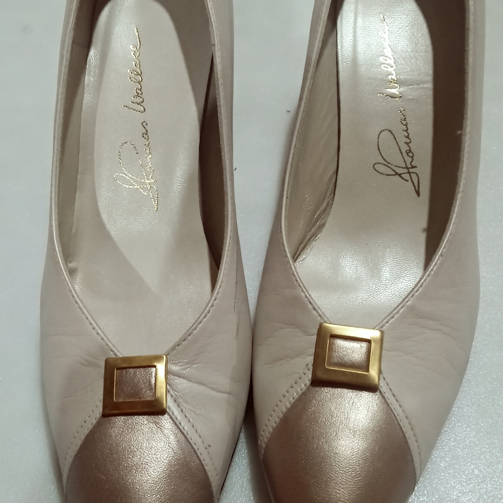 Elegant Beige and Gold Heels by [Brand]
